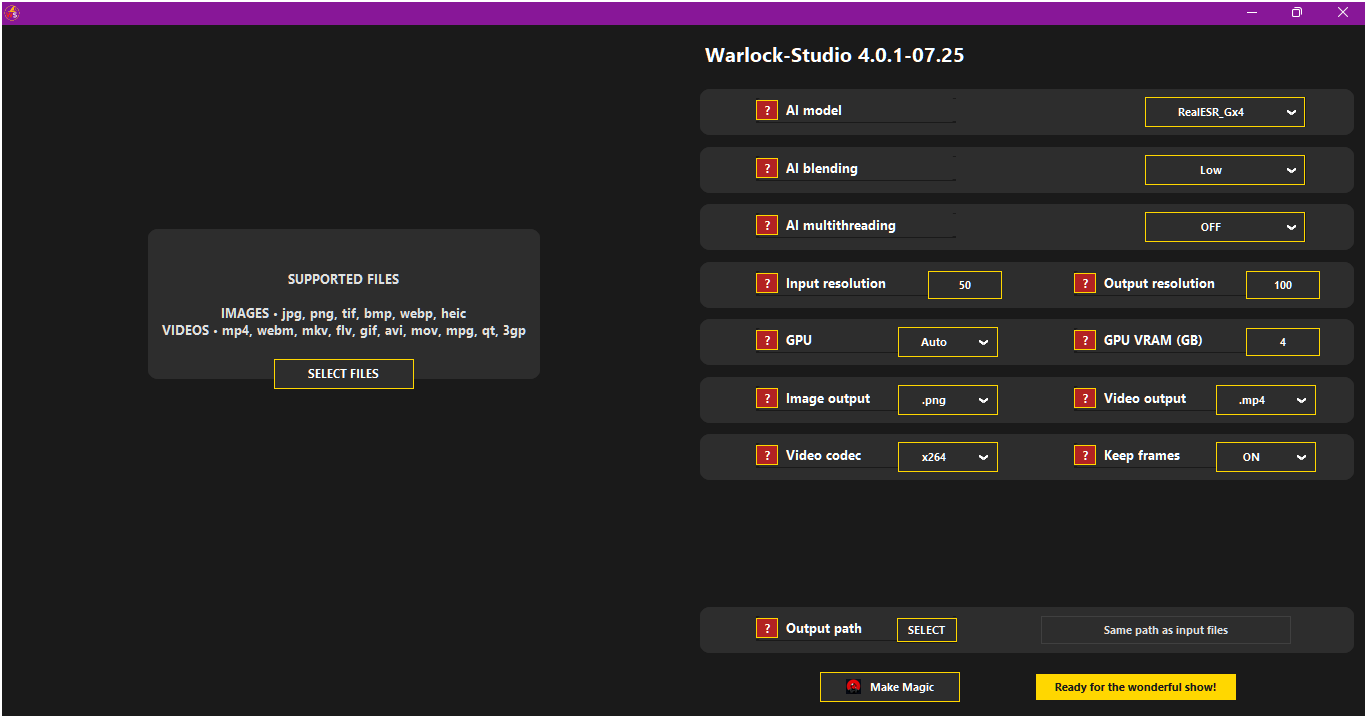 Screenshot of Warlock-Studio's main interface