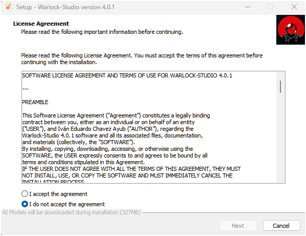 Screenshot of the installer window