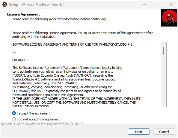 Screenshot of the installer window