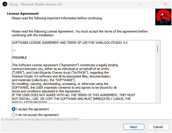 Screenshot of the installer window