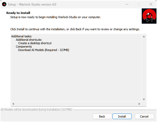 Screenshot of the installer window part 2