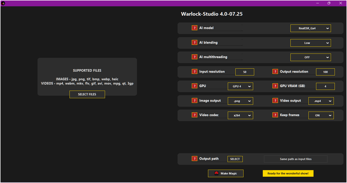 Screenshot of Warlock-Studio's main interface