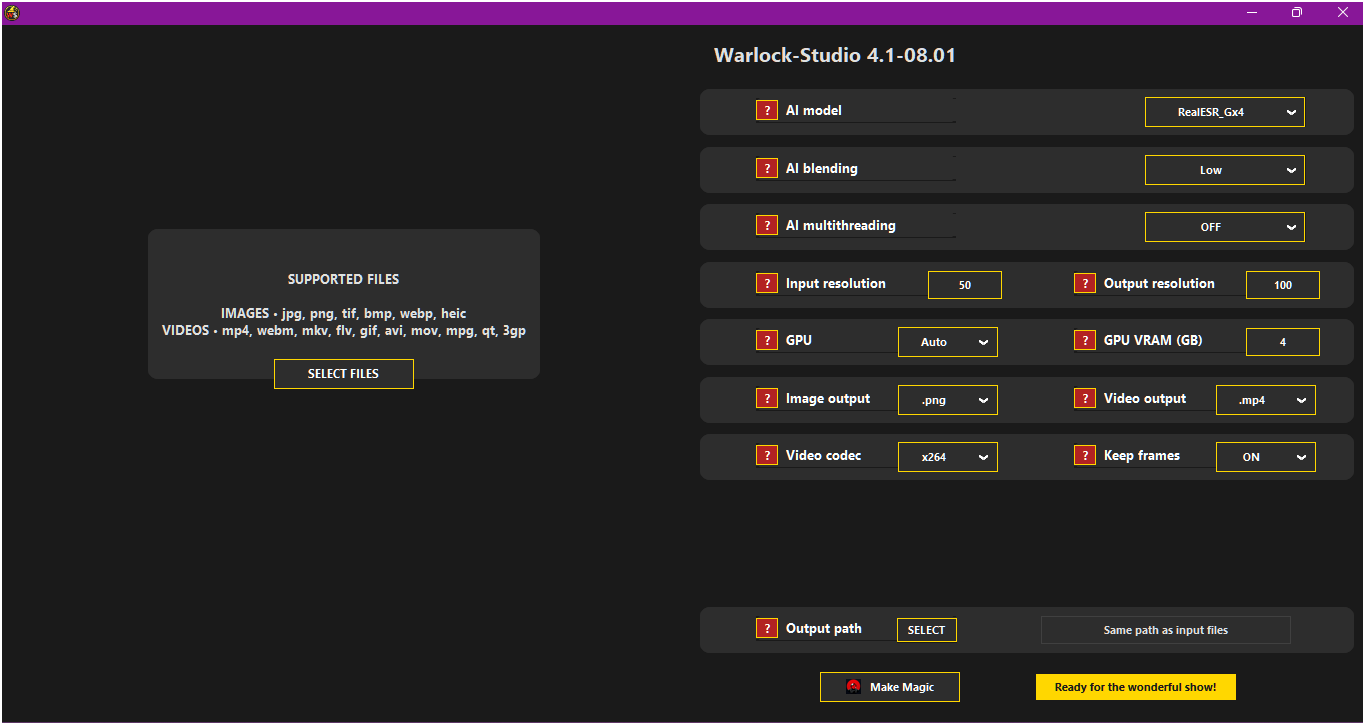 Main interface