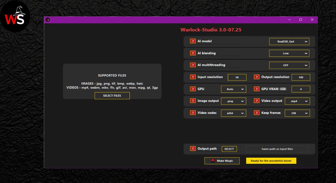 Screenshot of Warlock-Studio's main interface